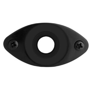 Holmer Guitar Jack Socket Plate Curved Recessed Oval Football Style Output Jack Plate Compatible with Les Paul Ibanez Jackson Guitar or Bass Parts with Screws Black.