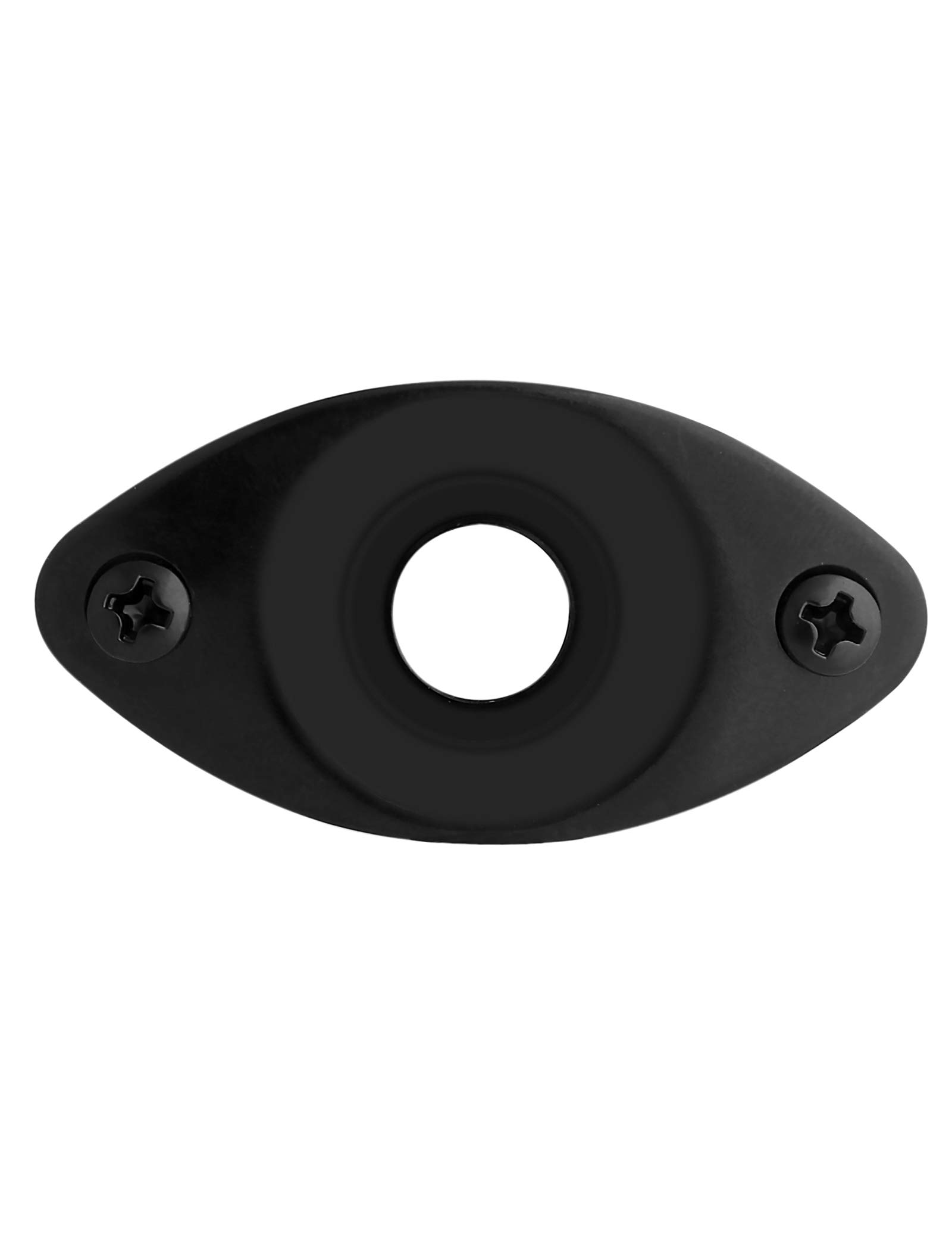 Holmer Guitar Jack Socket Plate Curved Recessed Oval Football Style Output Jack Plate Compatible with Les Paul Ibanez Jackson Guitar or Bass Parts with Screws Black.