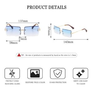 NIEEPA Fishion Small Rectangle Sunglasses Vintage Women Men Tinted Rimless Eyewear Ultralight Candy Color Ocean Sun Glasses Shades