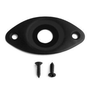 Holmer Guitar Jack Socket Plate Curved Recessed Oval Football Style Output Jack Plate Compatible with Les Paul Ibanez Jackson Guitar or Bass Parts with Screws Black.