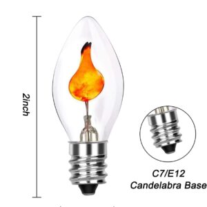 Tupkee C7 Flickering Flame Bulb – 1W, Light Bulb with Orange Glow That flickers and Dances up and Down - Replacement for E12 Base Christmas Candolier Window Candle - 2/Pkg