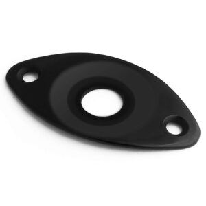 Holmer Guitar Jack Socket Plate Curved Recessed Oval Football Style Output Jack Plate Compatible with Les Paul Ibanez Jackson Guitar or Bass Parts with Screws Black.