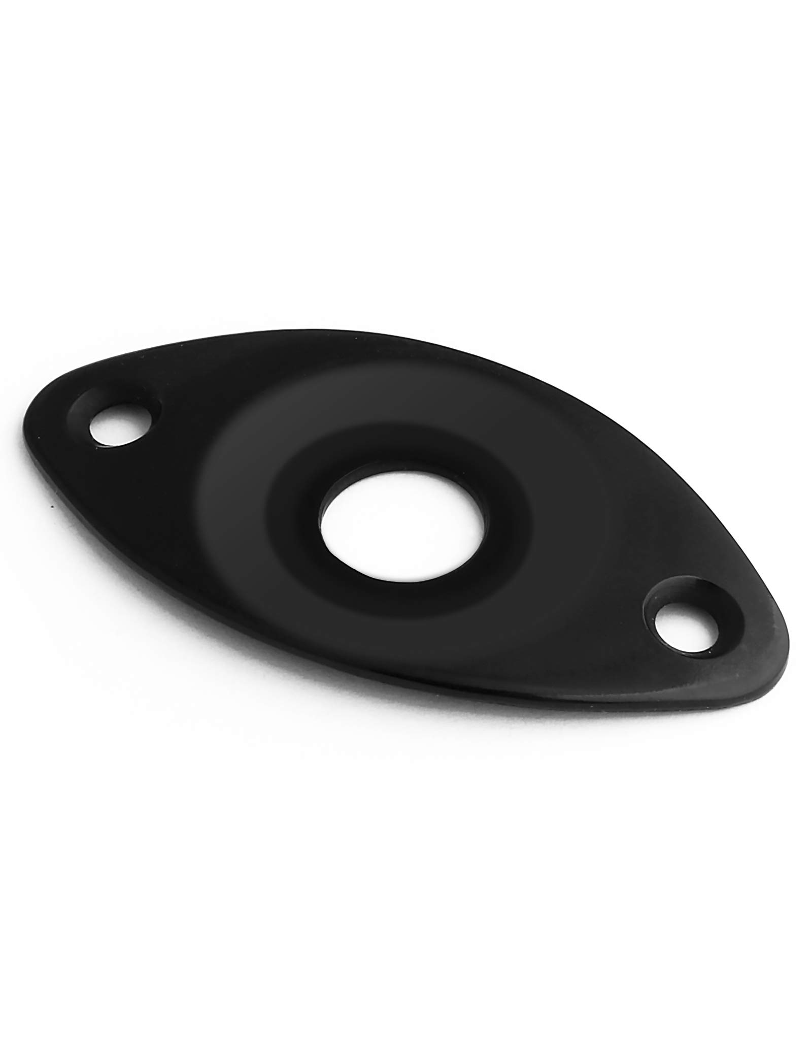 Holmer Guitar Jack Socket Plate Curved Recessed Oval Football Style Output Jack Plate Compatible with Les Paul Ibanez Jackson Guitar or Bass Parts with Screws Black.