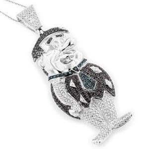 ritika created round cut multi-diamonds 925 sterling silver 14k white gold over iced out diamond cartoon character fred flinstones charm pendant for cartoon lovers