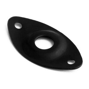 Holmer Guitar Jack Socket Plate Curved Recessed Oval Football Style Output Jack Plate Compatible with Les Paul Ibanez Jackson Guitar or Bass Parts with Screws Black.