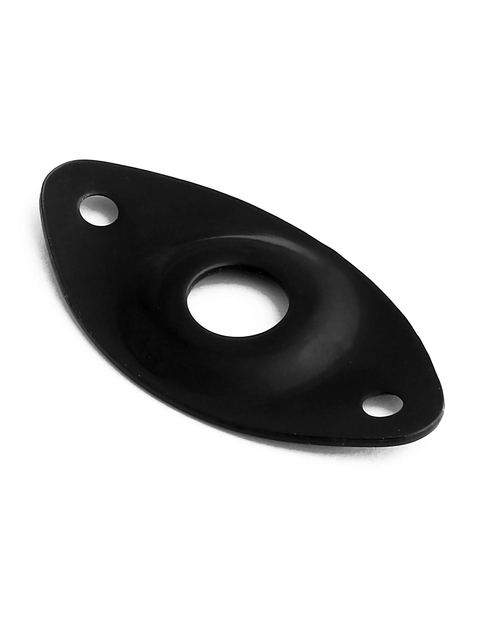 Holmer Guitar Jack Socket Plate Curved Recessed Oval Football Style Output Jack Plate Compatible with Les Paul Ibanez Jackson Guitar or Bass Parts with Screws Black.