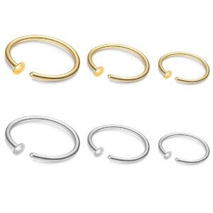 zogcowy 6pcs 22g gold nose ring hoop surgical steel small thin cartilage nose ring tiny snug fit nose piercing jewelry 6mm 7mm 8mm adjustable