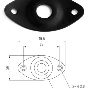 Holmer Guitar Jack Socket Plate Curved Recessed Oval Football Style Output Jack Plate Compatible with Les Paul Ibanez Jackson Guitar or Bass Parts with Screws Black.