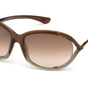 Tom Ford FT0008 Jennifer 38F 61MM Shiny Transparent Bronze/Gradient Brown Geometric Sunglasses for Women + BUNDLE with Designer iWear Eyewear Kit