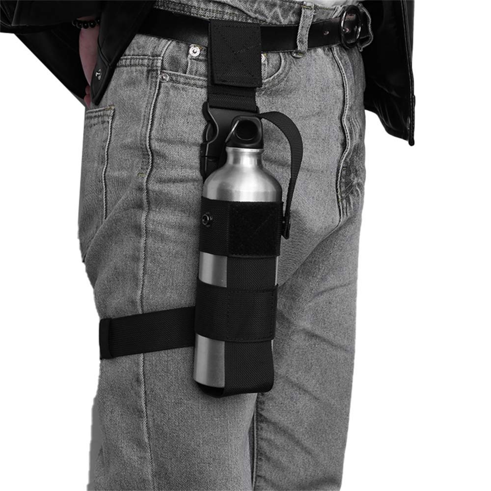 Drop Leg Water Bottle Holster, Adjustable Pepper Spray Holder Open Top Thigh Pouch for Left/Right Leg