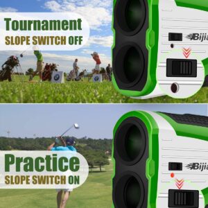 BIJIA Golf Rangefinder with Slope Switch-700Yards 6X Laser Range Finder with Slope On/Off Switch Rechargeable High Precision Flaglock/Scan/Slope/Angle/Speed/Vibration for Golfing/Tournament Legal