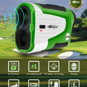 BIJIA Golf Rangefinder with Slope Switch-700Yards 6X Laser Range Finder with Slope On/Off Switch Rechargeable High Precision Flaglock/Scan/Slope/Angle/Speed/Vibration for Golfing/Tournament Legal