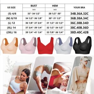 Seamless Mesh Lace Bras for Women Wirefree Comfortable Padded Lift Push Up Thin Soft Back Smoothing Sleep Leisure Pullover Bralettes Plus Size for Large Breasts (169 Sleep Pink, S, s)