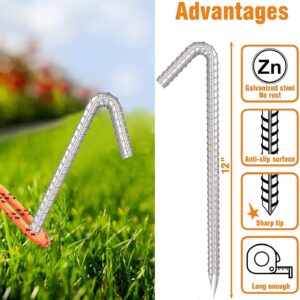 4 Pack Heavy Duty Tent Pegs 12 inch Galvanized Strong Tent Stakes Sharp Tent Pegs Steel Stakes for Outdoor Camping Mountains and Garden Wedding and Christmas Decorations Canopy and Tarp Sand Ground