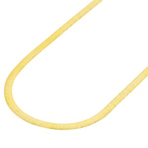 Nuragold 14k Yellow Gold 4mm Solid Herringbone Silky Flat High Polish Chain Necklace, Womens Lobster Clasp 14" 16" 18" 20" 22" 24"