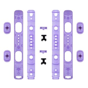 extremerate diy replacement shell for joycon strap, transparent clear atomic purple custom controller wrist strap housing buttons for nintendo switch & switch oled model - 2 pack