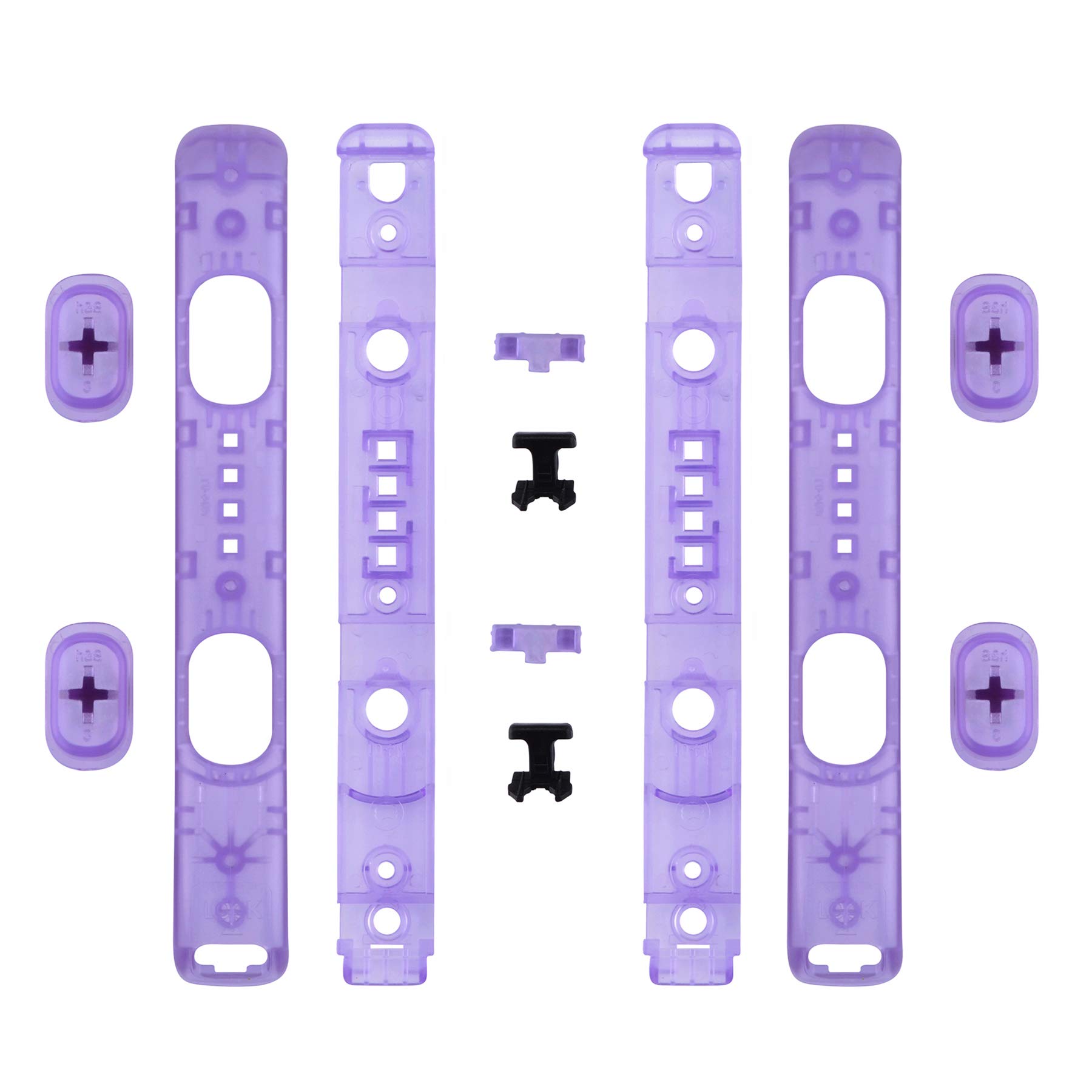 eXtremeRate DIY Replacement Shell for Joycon Strap, Transparent Clear Atomic Purple Custom Controller Wrist Strap Housing Buttons for Nintendo Switch & Switch OLED Model - 2 Pack