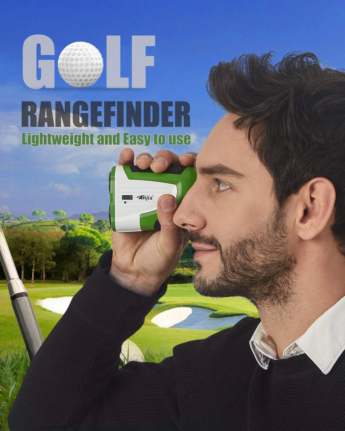 BIJIA Golf Rangefinder with Slope Switch-700Yards 6X Laser Range Finder with Slope On/Off Switch Rechargeable High Precision Flaglock/Scan/Slope/Angle/Speed/Vibration for Golfing/Tournament Legal