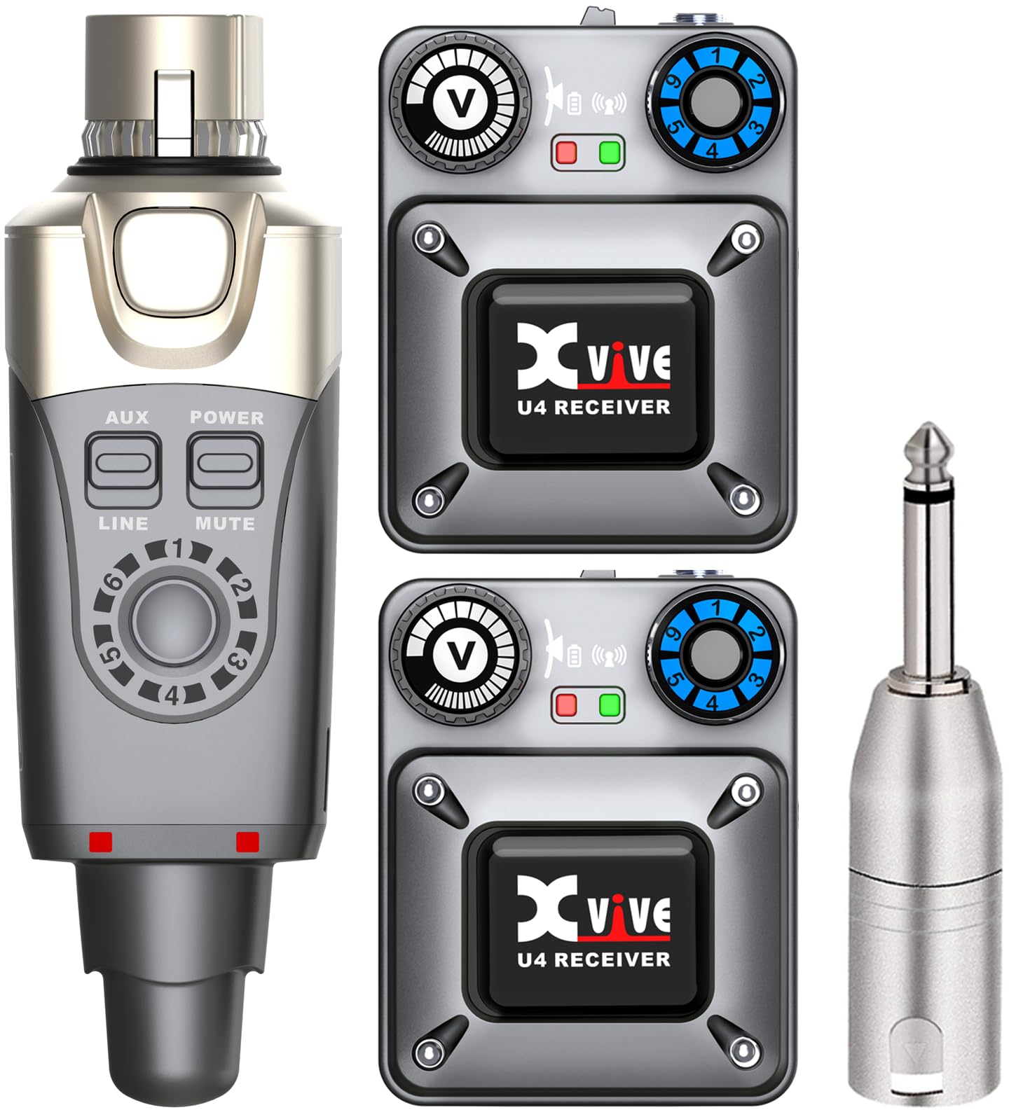 Xvive U4R2 Wireless in-Ear Monitor System Set with One Transmitter and Two Receivers