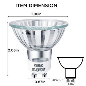 6Packs Halogen GU10 Bulb,120V 25W Bulb,Dimmable Light Bulb With Glass Cover,High Brightness Halogen Flood Light Bulb,Replacement Bulb for Candle Warmer,Scent Wax Burner,Track Lighting,Warm White 2700K