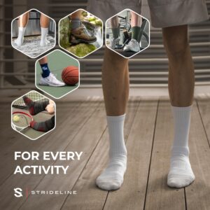 Strideline Basic Crew Socks | Quad-Ply Yarn Padding, Direct Compression and Zoned Cushioning, 8 Pack (Black, Small)