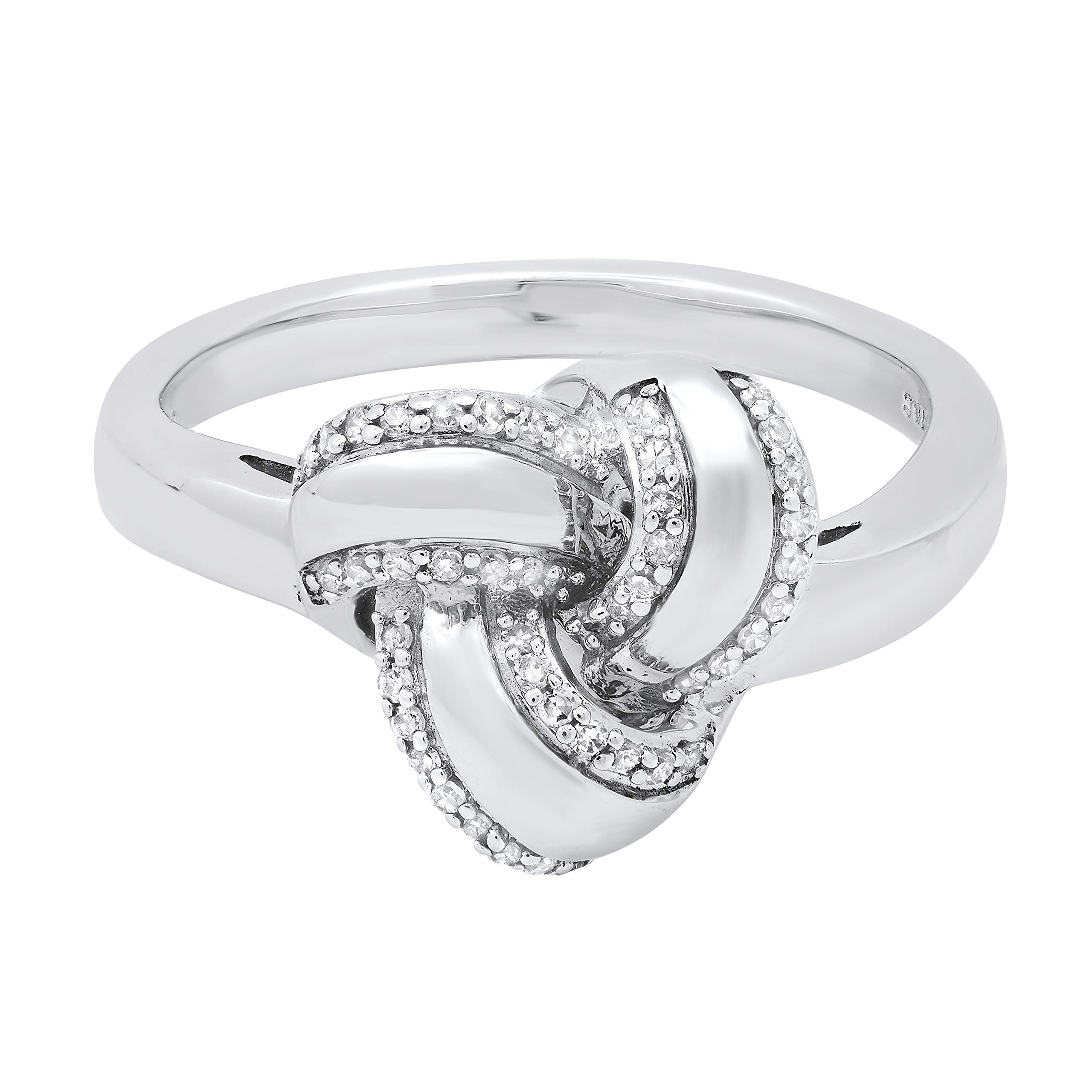 Dazzlingrock Collection 0.25 Carat (ctw) Round White Diamond Ladies Cluster Love Knot Promise Ring 1/4 CT, Sterling Silver, Size 7