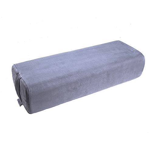 NGT new guide steps Yoga Bolster Pillow for Meditation and Support - Rectangular Yoga Cushion Foam Wedges Washable Suede Pillowcase for Men and Women with Carry Handles.(Grey Soft Fabric)