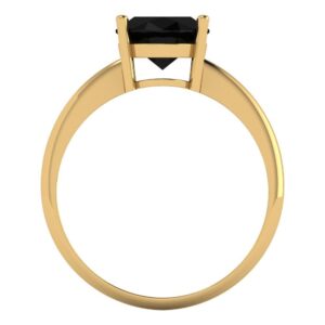 2.6 ct Oval Cut Solitaire Black Onyx Classic Art Deco Bridal Wedding Statement ring Solid 18K Yellow Gold for Women Size 10