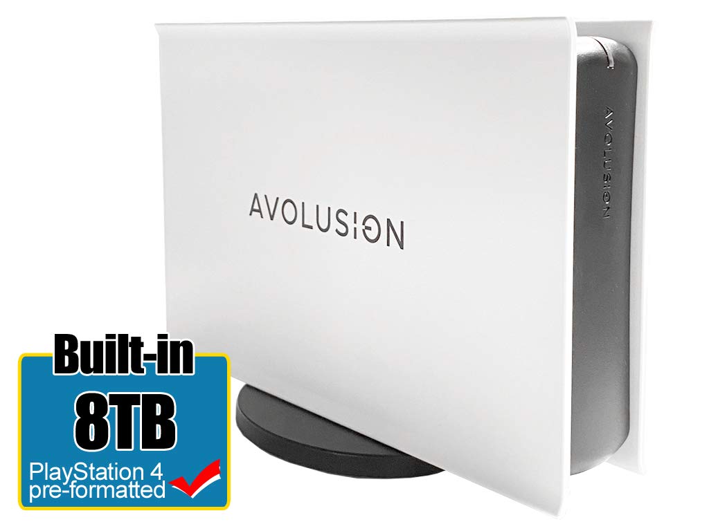 Avolusion PRO-5X Series 8TB USB 3.0 External Gaming Hard Drive for PS4 Original, Slim & Pro (White)