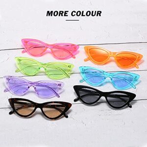 Przene Fashion Candy Cat eye Sunglasses Retro Women Eyewear Fluorescent Pink Frame Pink lens