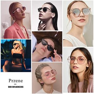 Przene Fashion Candy Cat eye Sunglasses Retro Women Eyewear Fluorescent Pink Frame Pink lens