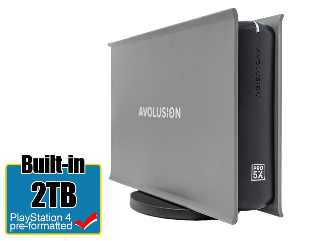 Avolusion PRO-5X Series 2TB USB 3.0 External Gaming Hard Drive Works for PS4 Original, Slim & Pro (Grey)