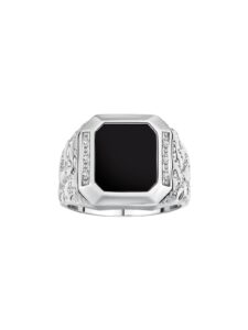 rylos designer nugget ring with diamonds and black onyx set in sterling silver size 8