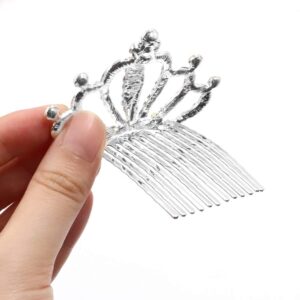 NODG 3 Pieces Silver Tiaras Crown with Hair Comb Mini Tiaras Crown for Women Princess Crystal Shiny Tiaras Headbands for Women Hair Accessories for Women