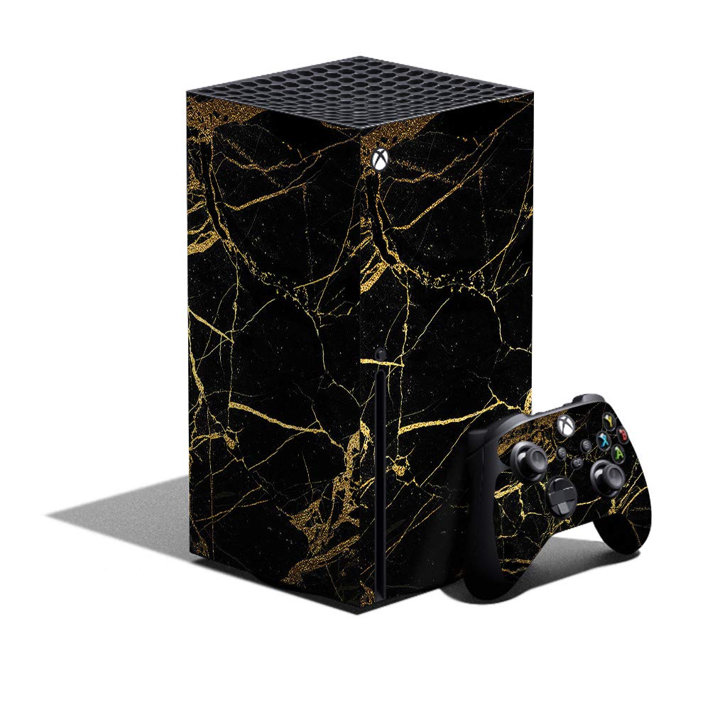 MIGHTY SKINS Skin Compatible with Xbox Series X Bundle - Black Gold Marble | Protective, Durable, and Unique Vinyl Decal wrap Cover | Easy to Apply and Change Styles | Made in The USA (MIXBSERXCMB-Black Gold Marble)