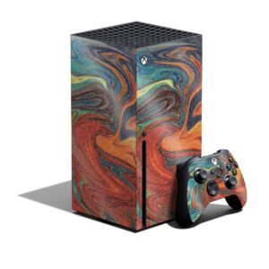 mighty skins glossy glitter skin compatible with xbox series x bundle - lava water | protective, durable high-gloss glitter finish | easy to apply and change styles | made in the usa