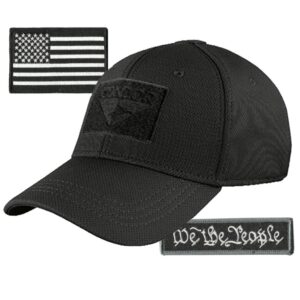 condor fitted cap bundle (we the people & usa patches) - black - large/xl