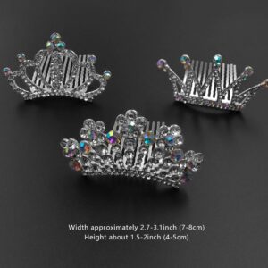 NODG 3 Pieces Silver Tiaras Crown with Hair Comb Mini Tiaras Crown for Women Princess Crystal Shiny Tiaras Headbands for Women Hair Accessories for Women