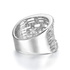 Delicin Jewelry Rhodium Plated Cubic Zirconia Eternity Band Cocktail Ring