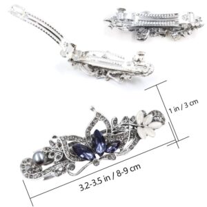 NODG Crystal Rhinestones Butterfly French Vintage Spring Flower Bridal Hair Clips - 3 Pieces Hair Barrettes and Clips for Women Girls