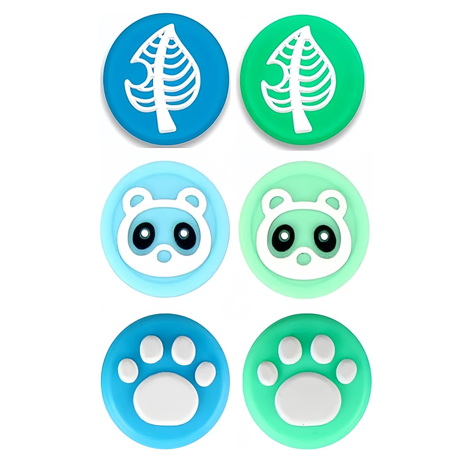 Wen XinRong 6Pcs Thumb Grip Caps Compatible with Nintendo Switch/Lite Cute Cat Paw Raccoon Green Leaf Design Joystick Caps Compatible for Switch Joy Con Controller NS Accessories