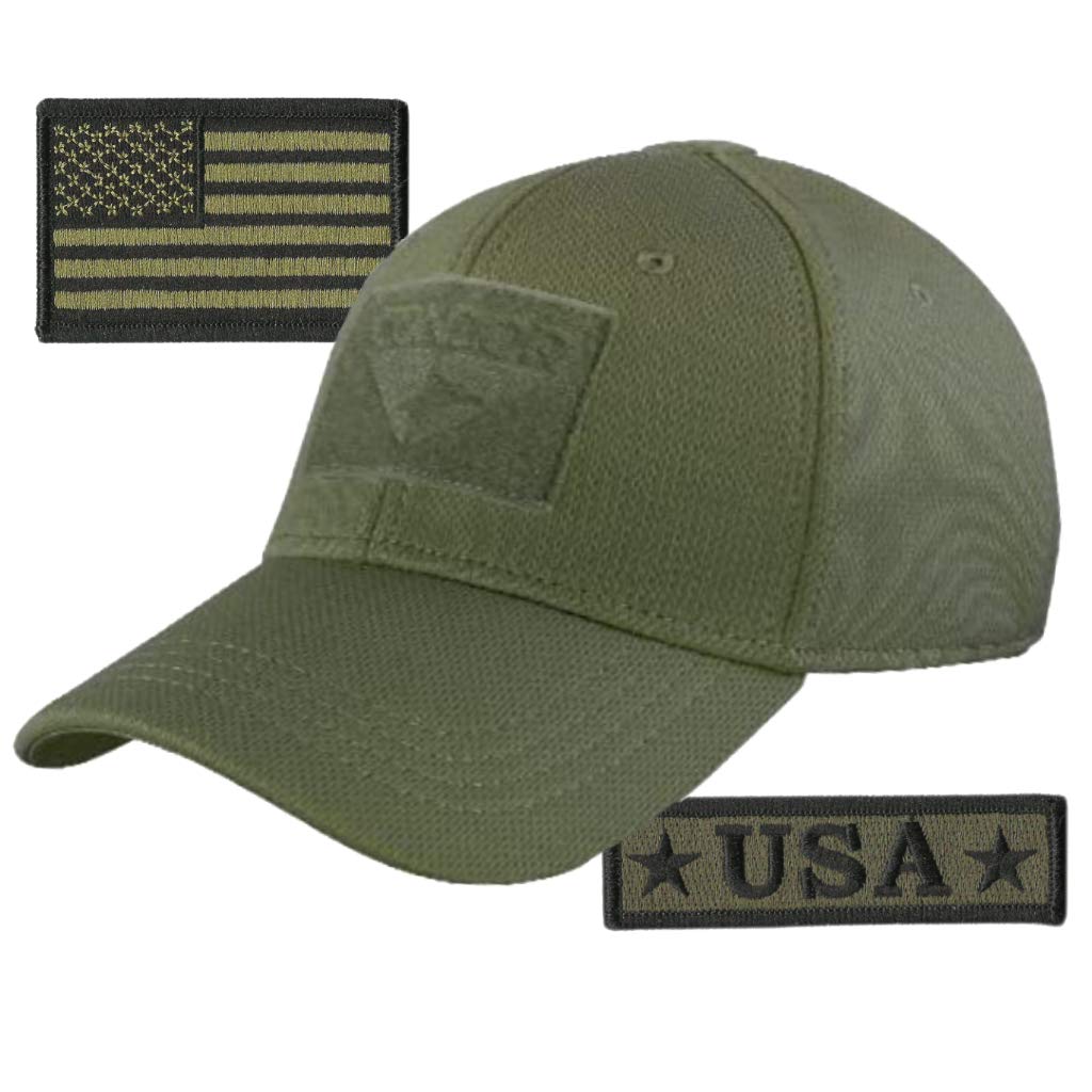 Condor Fitted Cap Bundle (USA morale & USA flag patches) - Olive - Large/XL