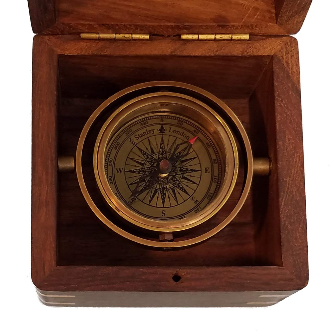 Engraved Compass Personalized in Wood Box | Antique Brass Desk Compass Gifts for Men, Him, Son, Grandson, Teen Boys for Graduation, Baptism, Confirmation, Leadership (Design My Own)