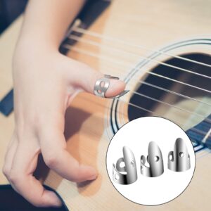 6 Pieces Banjo Finger Picks Set, Including Stainless Steel Finger Picks and Thumb Picks, Metal Finger Picks Adjustable Bass Finger Picks for Guitar, Banjos and Other Instruments (Silver, Black)