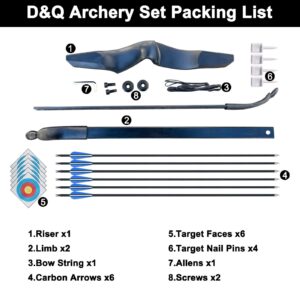 D&Q 52''Takedown Bow and Arrow 30 Lbs Archery Bow and Arrow for Adults Beginners recurve Bows Archery Set Hunting Targeting Practice - Right Hand