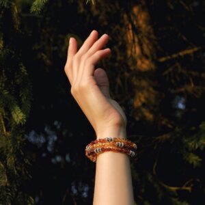 Baltic Amber Bracelet for Adult, Handmade Clean Polished Amber Jewelry- Wire Snake, up to 7.5” wrist size