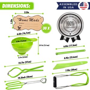 Supa Ant Canning Supplies - USA Assembled & Certified Food Grade Stainless Steel Canning tools - Canning set/pickling kit for beginners - Canning kit includes extra wide mouth funnel for mason jars