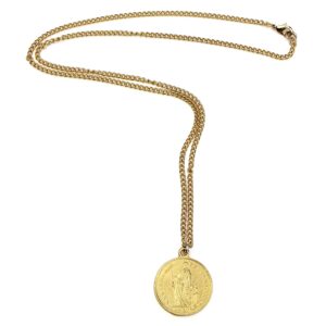 ben-amun french coin style pendant statement necklace, gold jewelry, made in new york, one size