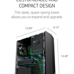 HP Pavilion Gaming Desktop, NVIDIA GeForce GTX 1650 SUPER, Intel Core i3-10100, 8 GB DDR4 RAM, 256 GB PCIe NVMe SSD, Windows 11, USB Mouse and Keyboard, Compact Tower Design (TG01-1022, 2020)