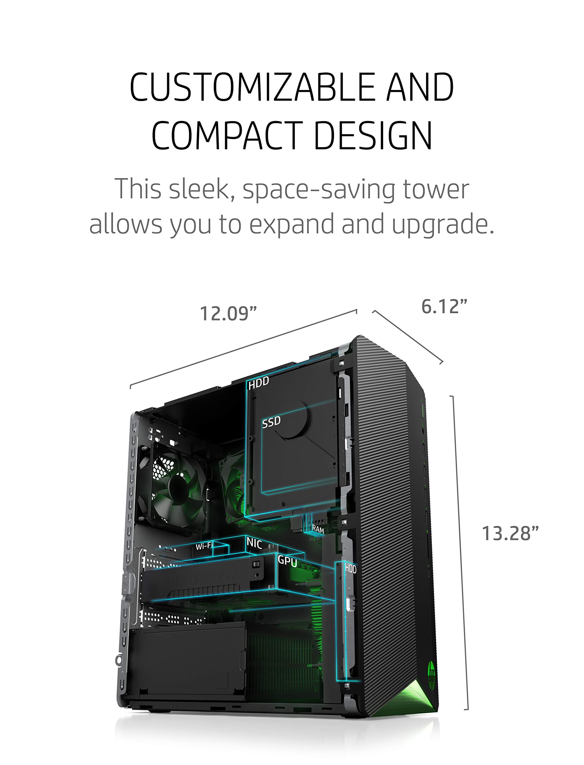 HP Pavilion Gaming Desktop, NVIDIA GeForce GTX 1650 SUPER, Intel Core i3-10100, 8 GB DDR4 RAM, 256 GB PCIe NVMe SSD, Windows 11, USB Mouse and Keyboard, Compact Tower Design (TG01-1022, 2020)